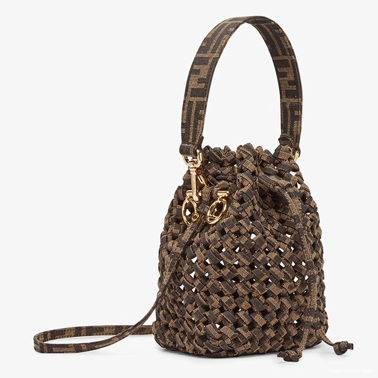 Affordable Fabric Bag Coffee Fendi Tresor In Mon Bucket Mini Interlace 0819